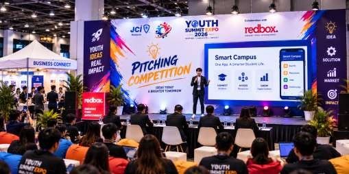 Pitching competition on stage